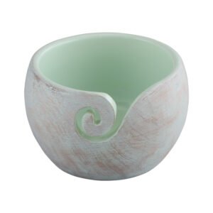 Artisan Wooden Yarn Bowl in Vibrant Green - Tangle-Free Yarn Management