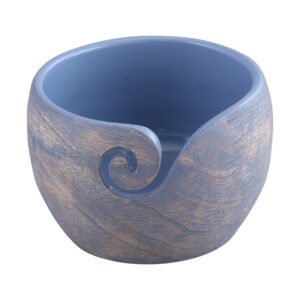 Elegant Light Blue Wooden Yarn Bowl - Premium Handmade Craft Tool