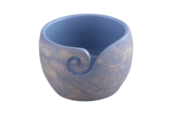 Elegant Light Blue Wooden Yarn Bowl - Premium Handmade Craft Tool